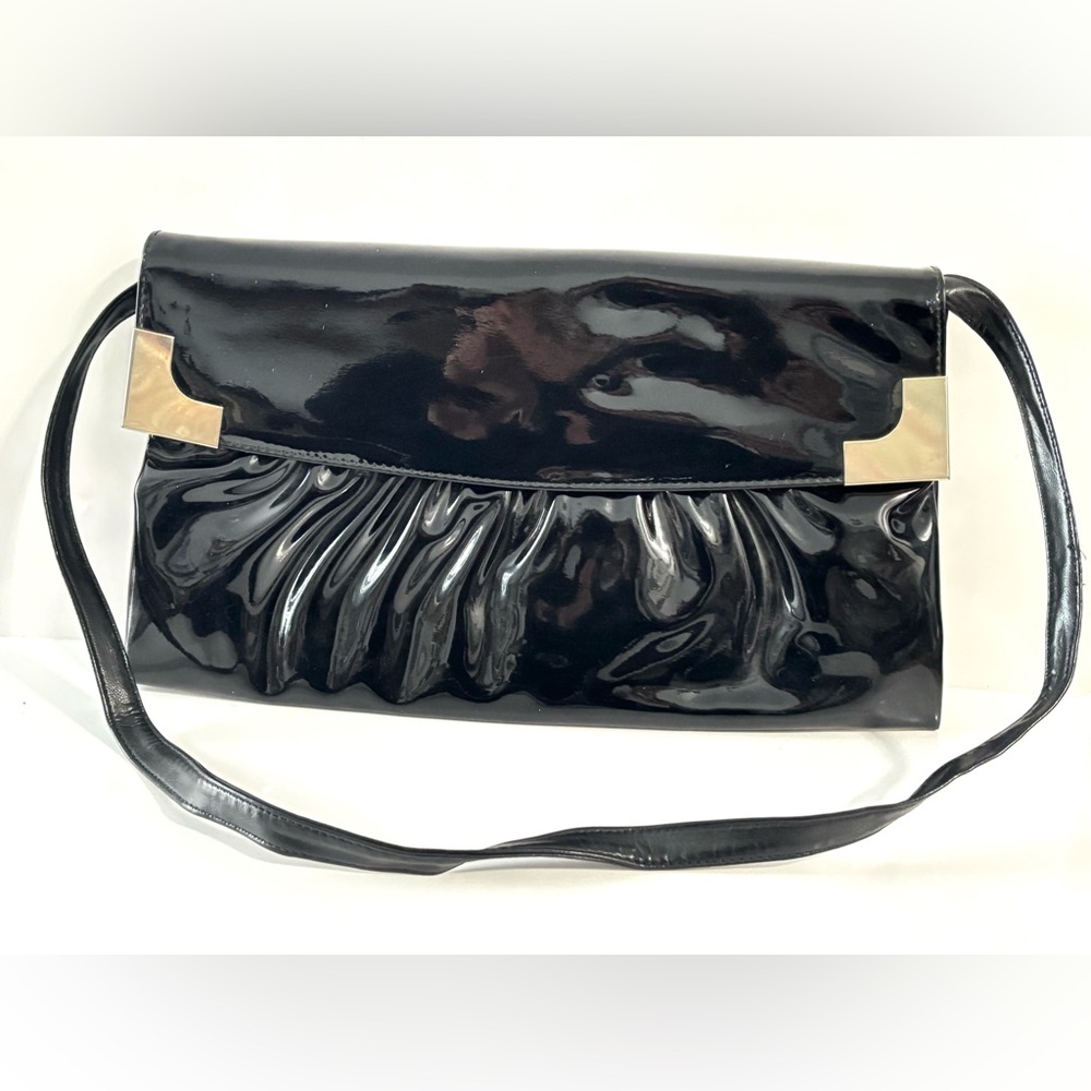 Vintage Cabrelli Black Patent Leather clutch or Shoulder Bag